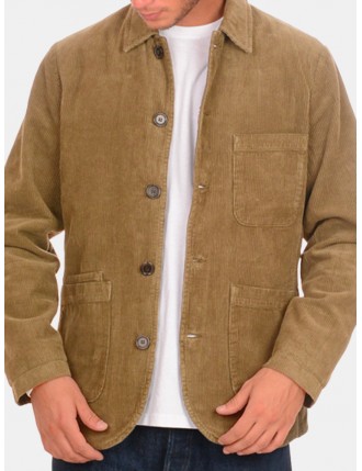 Mens Vintage Loose Multi Pockets Corduroy Single Breasted Long Sleeve Jacket