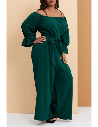 Lovely Trendy Loose Green Plus Size One-piece Jumpsuit