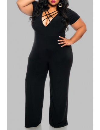 Lovely Work Loose Plus Size  Black One-piece Jumpsuit