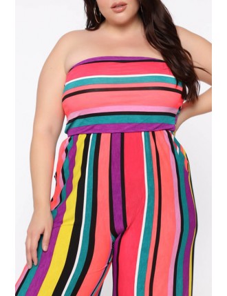 Lovely Casual Striped Multicolor Plus Size One-Piece Jumpsuit