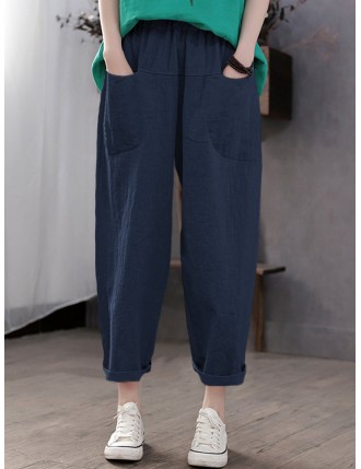 Loose Solid Color Casual Pants for Women