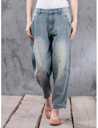 Casual Loose Denim Pants with Pockets