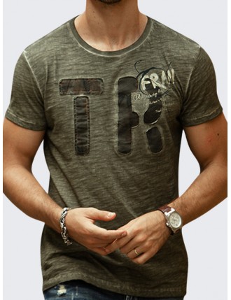 Mens Summer Letter Printed Cotton Breathable O-neck Short Sleeve Casual T-shirt