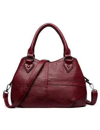 Genuine Leather Plaid Solid Handbag Shoulder Bag