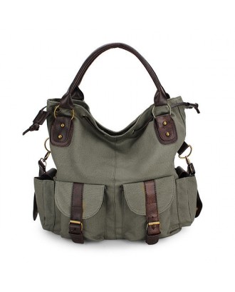 Women Multi-pocket Canvas Handbags Casual Crossboody Bag Leisure Shopping Shoulder Bags