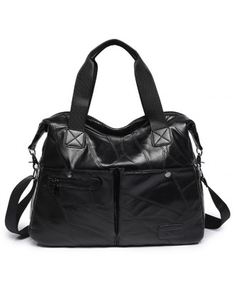 Women Genuine Leather Plaid Designer Handbag Shoulder Bag