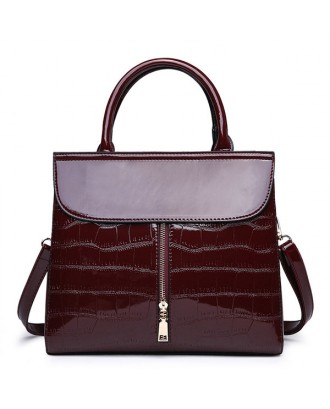 Crocodile Pattern Handbag Patent Leather Crossbody Bag Casual Shoulder Bag
