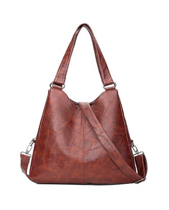 Women Faux Leather Three-layer Handbag Large Capacity Shoulder Bag