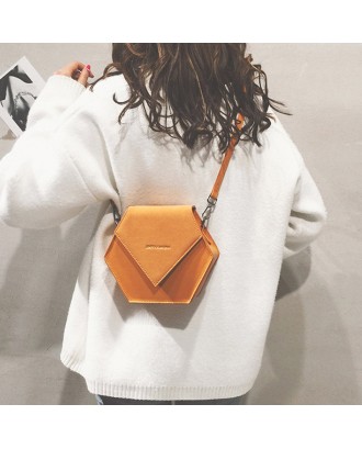 Women Faux Leather Hexagon Shape Shoulder Bag Crossbody Bag