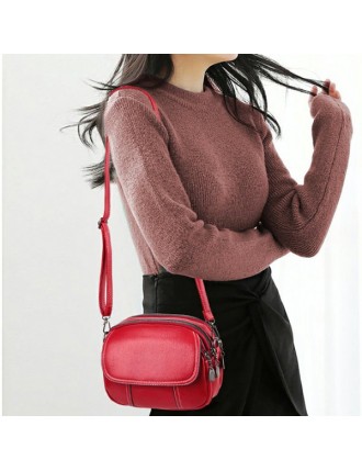 Women Faux Leather Plain Solid Shell Bag Shoulder Bag Phone Bag