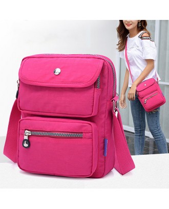 Women Nylon Travel Passport Bag Crossbody Travel Bag Waterproof Double Layer Shoulder Bag