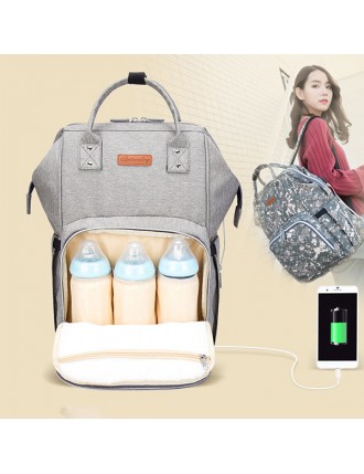 USB Charging Port Women Oxford Multi-functional Waterproof Diaper Bags Backpack Shoulder Bags