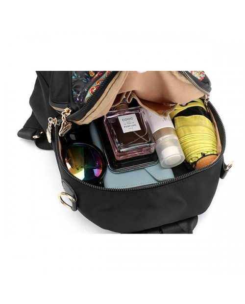 Waterproof Dual-use Elephant Print Multi-function Backpack Nylon Crossbody Bag For Women