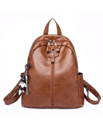 Women Soft Leather Backpack Travel Large Capacity Shoulder Bag