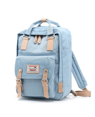 Women Canvas Stitching Color Student Bag Computer Bag Leisure Backpack Travel Bag