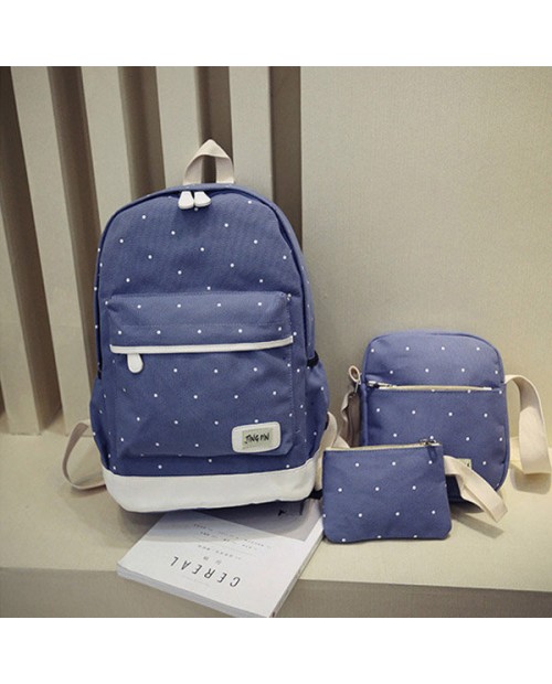 3PCS Canvas Backpack Set Casual Large Capacity School Bag
