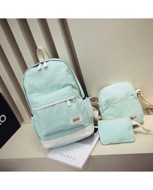 3PCS Canvas Backpack Set Casual Large Capacity School Bag